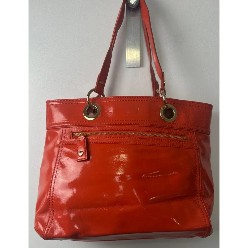 NWT MILLY Large Orange Patent Leather Satchel Purse Bag $465 Handbag Designer - Picture 3 of 8